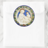 Sticker Rond VIERGE AVEC ENFANT, Couronne de Noël Florale (Sac)