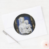 Sticker Rond VIERGE AVEC ENFANT, Noël Blanc Bleu (Enveloppe)