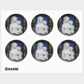 Sticker Rond VIERGE AVEC ENFANT, Noël Blanc Bleu (Feuille)