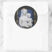 Sticker Rond VIERGE AVEC ENFANT, Noël Blanc Bleu (Sac)