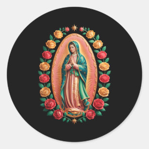 Sticker Rond Vierge de Guadalupe Sainte Marie Chrétienne Religi