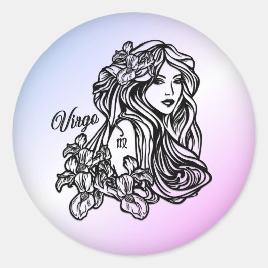 Sticker Rond Vierge du zodiaque violet (Devant)