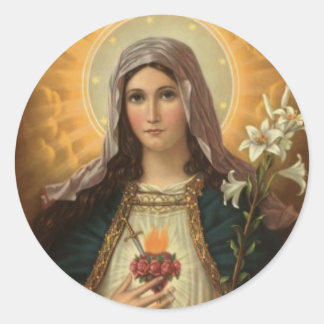 Sticker Rond Vierge Marie aux Lys