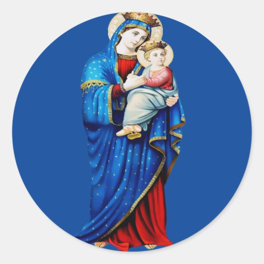 Sticker Rond Vierge Marie avec bébé Jésus (Devant)