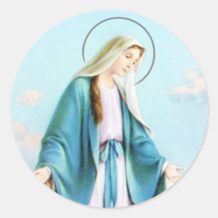 Sticker Rond Vierge Marie Crescent Moon