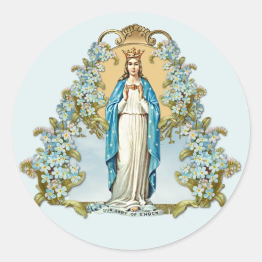 Sticker Rond Vierge Marie Florale Religieuse Dame De Knock (Devant)