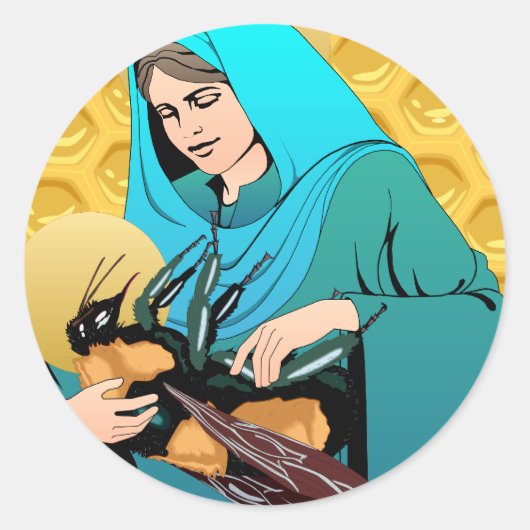 Sticker Rond Vierge Marie Madonna & Bumble Bee (Devant)
