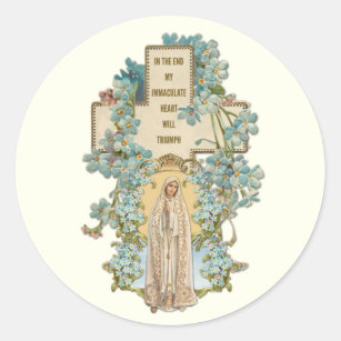 Sticker Rond Vierge Marie Notre-Dame de Fatima Religieuse Flora