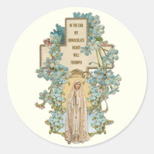 Sticker Rond Vierge Marie Notre-Dame de Fatima Religieuse Flora