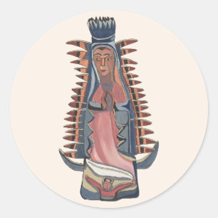 Sticker Rond Vierge Marie Notre Dame de Guadalupe peinture