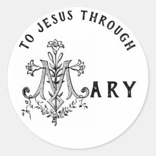 Sticker Rond Vierge Marie Religieux catholique Croix de Jésus