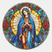 Sticker Rond Vierge Marie Vitre Vitrée Vitre Vitre Catholique S (Devant)