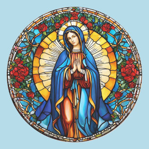 Sticker Rond Vierge Marie Vitre Vitrée Vitre Vitre Catholique S