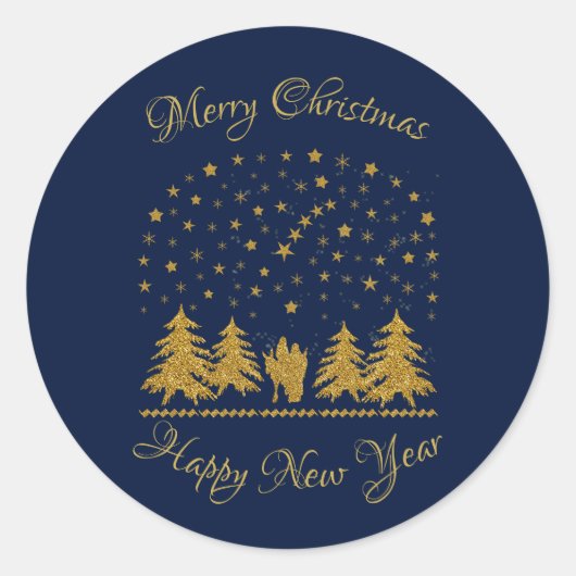 Sticker Rond Vierge religieuse de Noël Marie, Saint Joseph, Jés (Devant)