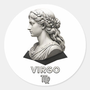 Sticker Rond Vierge Zodiaque Vierge Classique Noir Blanc Astrol