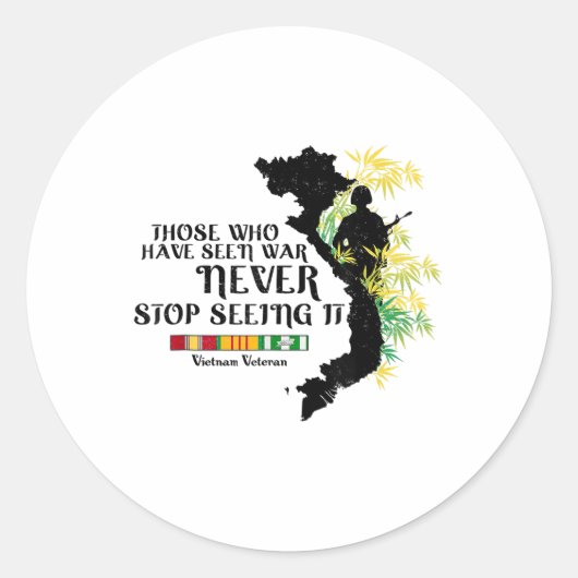 Sticker Rond Viêt-nam : Les anciens combattants qui ont vu la g (Devant)