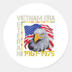Sticker Rond Vietnam Vétéran Era 1961 1975 Mémorial drapeau Amé