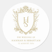 Sticker Rond Vieux argent Vintage Crest Mariage (Devant)