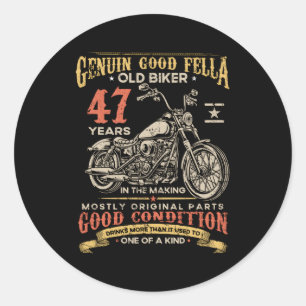 Sticker Rond Vieux Biker 47 Ans Dans La Fabrication 47E Biker