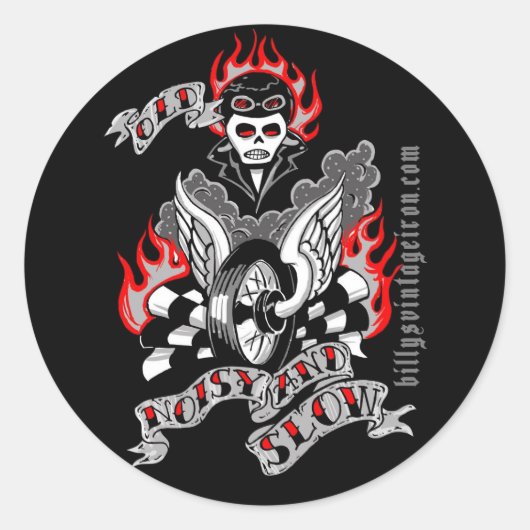 Sticker Rond Vieux, bruyants et lents (couleur) (Devant)