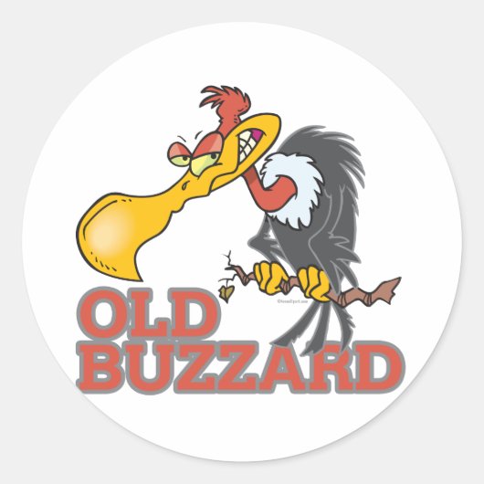 Sticker Rond vieux buzzard drôle personnage de dessin animé (Devant)