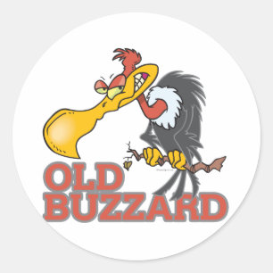 Sticker Rond vieux buzzard drôle personnage de dessin animé