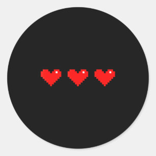 Sticker Rond Vieux cœur 8 bits Arcade Rétro Xel Joueur de la Sa