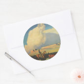 Sticker Rond Vieux Cowboys, Open Range par Maynard Dixon (Enveloppe)
