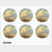 Sticker Rond Vieux Cowboys, Open Range par Maynard Dixon (Feuille)
