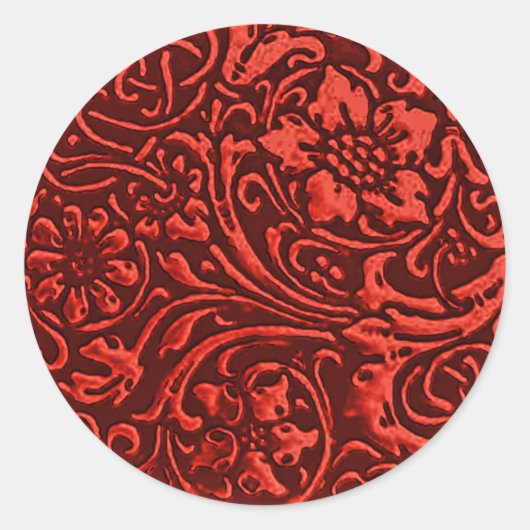 Sticker Rond Vieux floral, rouge (Devant)