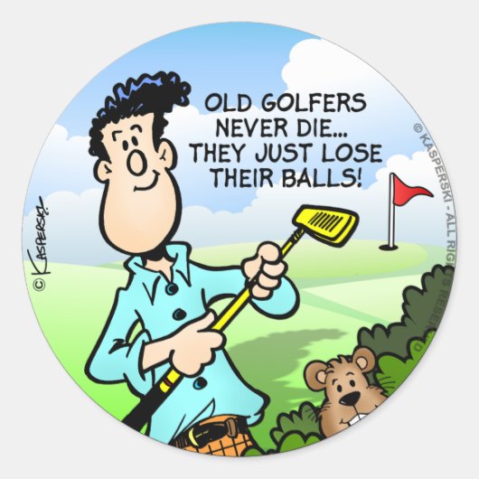 Sticker Rond Vieux Golfeur (Devant)