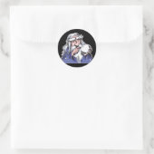 Sticker Rond vieux magicien blanc merlin (Sac)