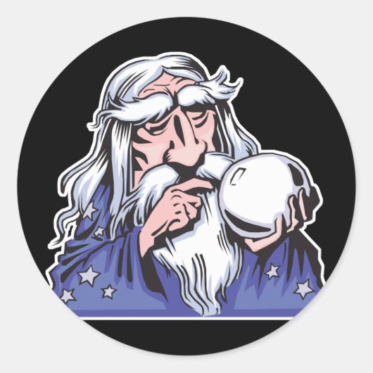 Sticker Rond vieux magicien blanc merlin (Devant)