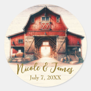 Sticker Rond Vieux Mariage campagnard rustique de la grange rou