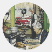 Sticker Rond Vieux mode Maison de cuisine Noël (Devant)