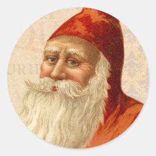 Sticker Rond Vieux Monde vintage Père Noël avec le visage