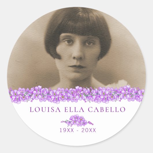 Sticker Rond Vieux souvenir du coeur pourpre (Devant)