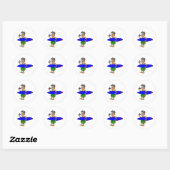 Sticker Rond Vieux surfeur (Feuille)