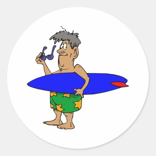 Sticker Rond Vieux surfeur (Devant)
