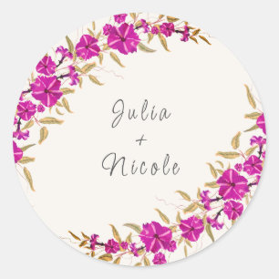 Sticker Rond Vigne à trompette sauvage violette Fleur Jardin Ma