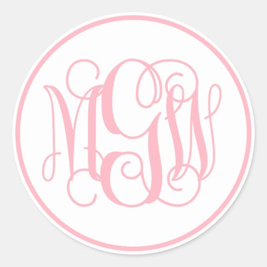 Sticker Rond Vigne rose blanche Monogramme, do-it-yourself BG (Devant)