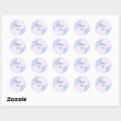 Sticker Rond Vignes Bleues Élégantes Merci (Feuille)