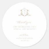 Sticker Rond Vignes intemporelles Cimier beige Mariage Monogram (Devant)