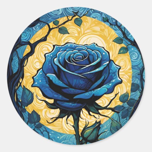 Sticker Rond Vignes Roses bleues 3 (Devant)