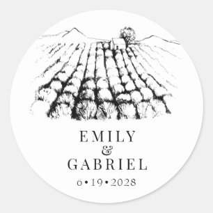 Sticker Rond Vignoble Mariage