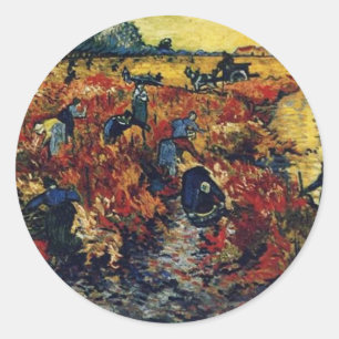 Sticker Rond Vignoble rouge, Van Gogh, 1888