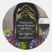Sticker Rond Vignoble rustique Vignoble Mariage Favor Merci (Devant)