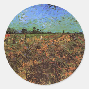 Sticker Rond Vignoble vert par Vincent van Gogh