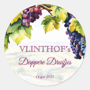 Sticker Rond Vignoble vin été nuptiale douche imprimé