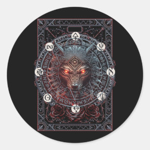 Sticker Rond Viking Celtic Fenrir Wolf Marque Norse Mythologie